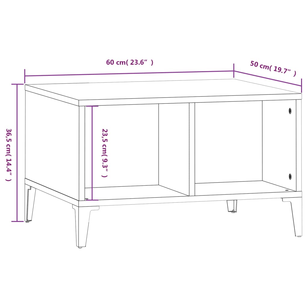 Sonoma Couchtisch grau 60x50x36,5 cm Holzwerkstoff