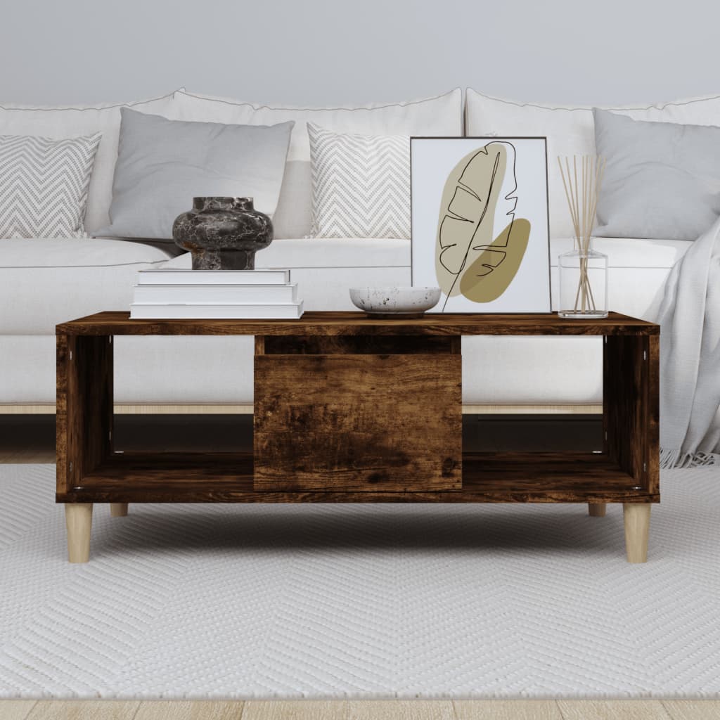 Coffee table Smoked oak 90x50x36.5 cm Engineered wood