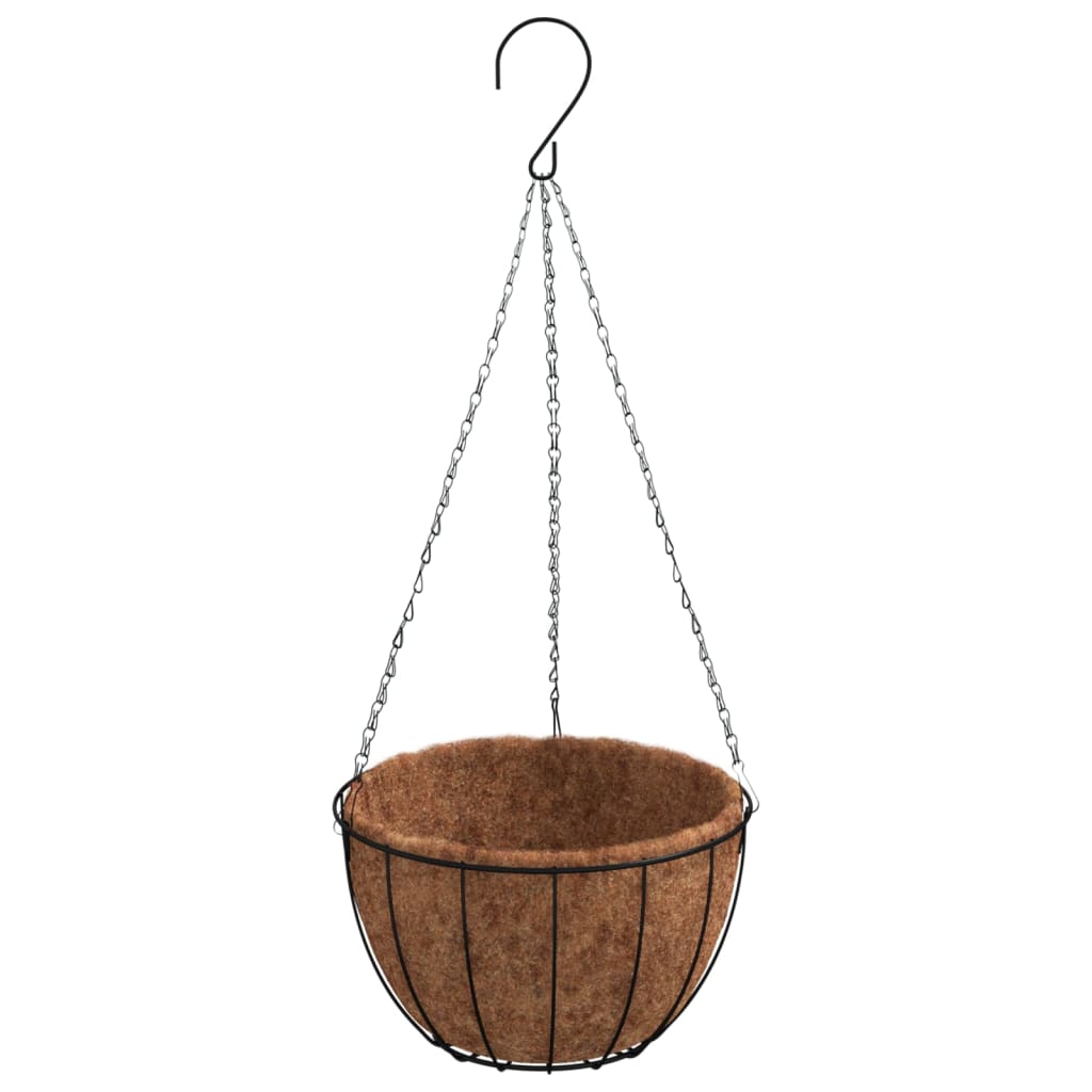 Jardinières suspendues 4 pcs avec doublure coco Noir Ø 30x52 cm