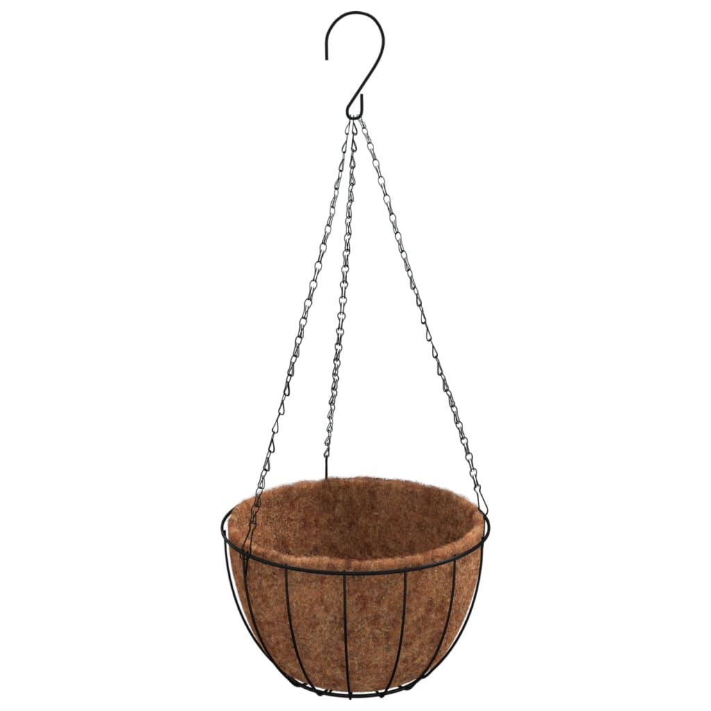 Jardinières suspendues 4 pcs avec doublure coco Noir Ø 30x52 cm