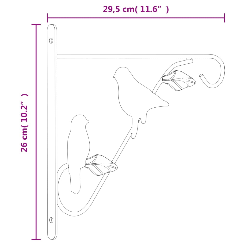 Supports de panier suspendu 4 pcs noir acier