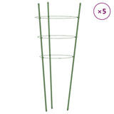 Supports pour plantes de jardin 3 anneaux 5pcs Vert 45 cm Acier