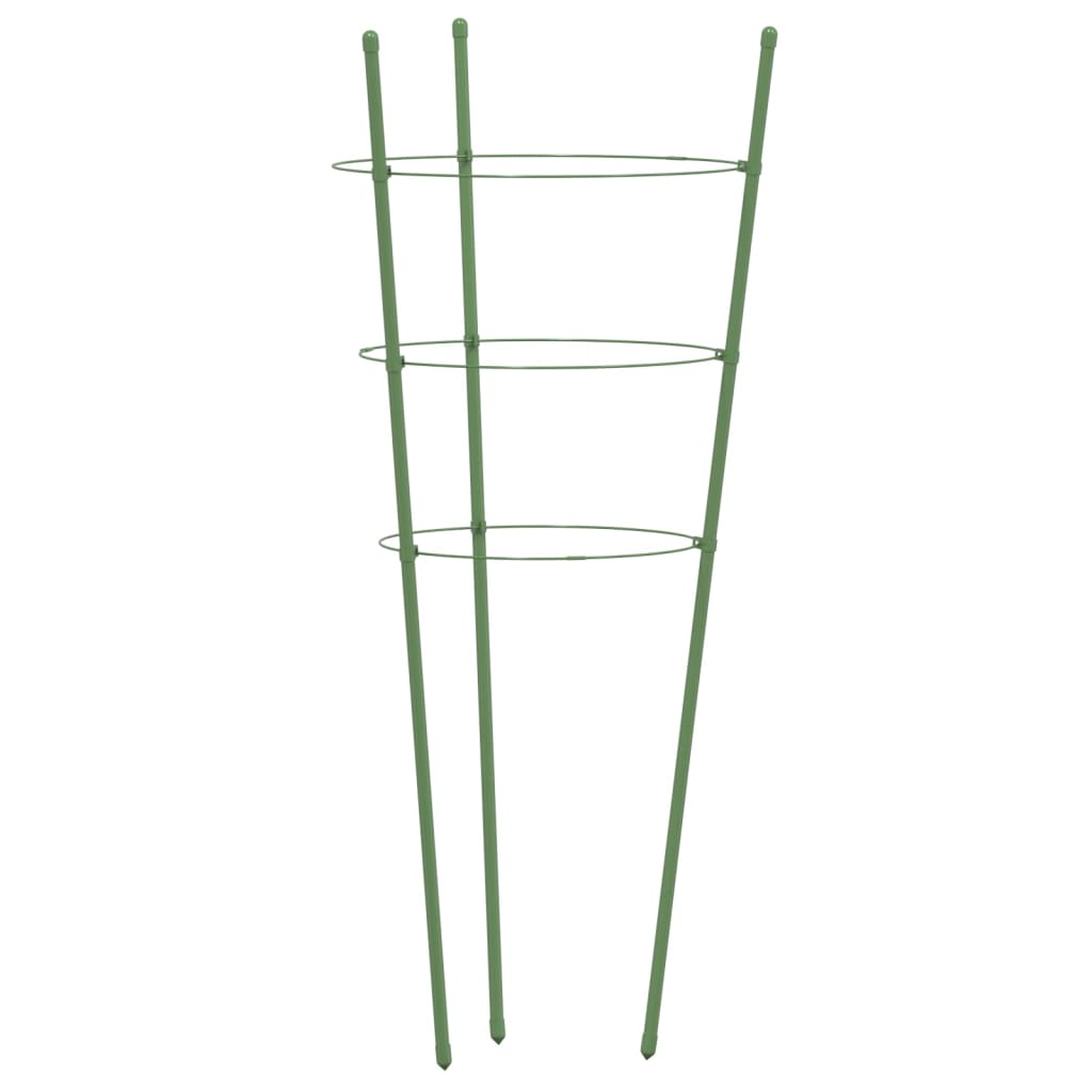 Supports pour plantes de jardin 3 anneaux 5pcs Vert 45 cm Acier