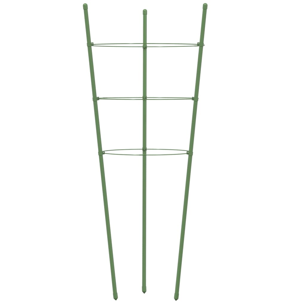 Supports pour plantes de jardin 3 anneaux 5pcs Vert 45 cm Acier