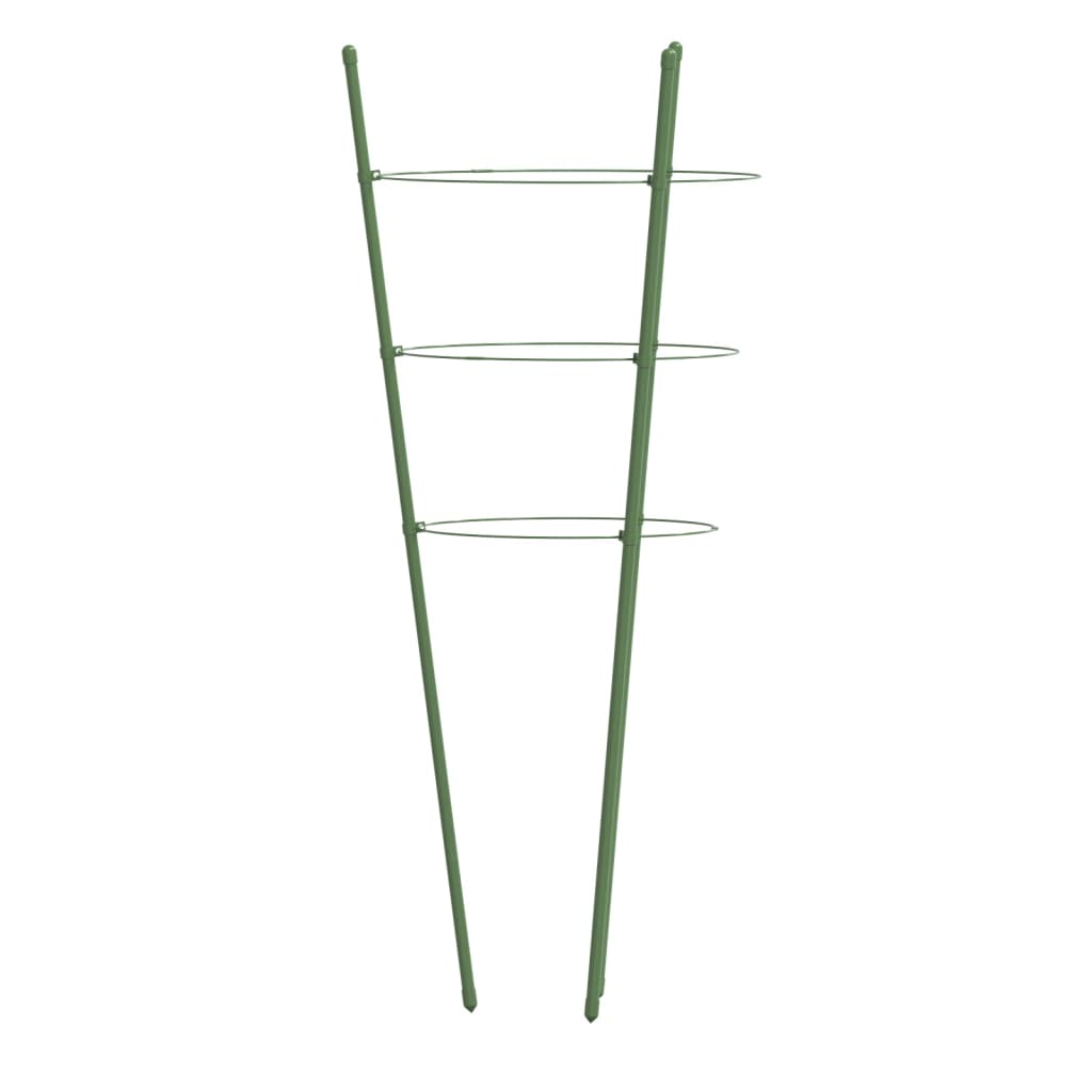 Supports pour plantes de jardin 3 anneaux 5pcs Vert 45 cm Acier