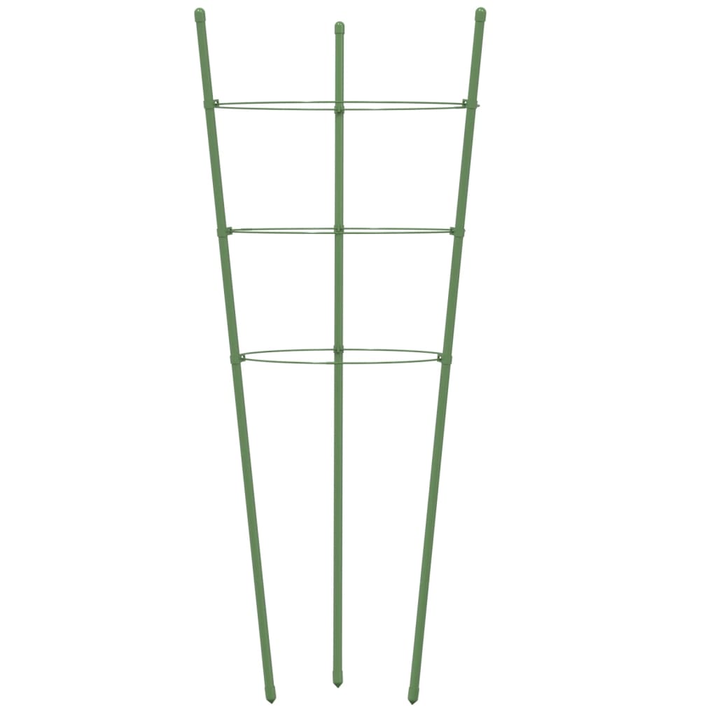 Supports pour plantes de jardin 3 anneaux 5pcs Vert 60 cm Acier