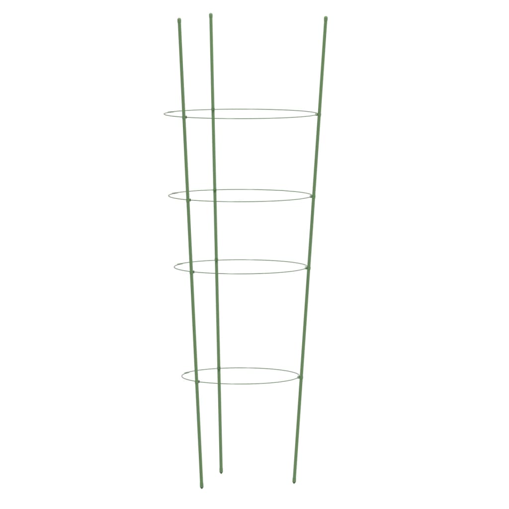 Supports pour plantes de jardin 4 anneaux 5pcs Vert 90 cm Acier