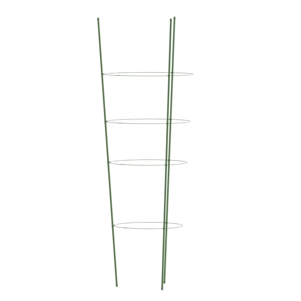 Supports pour plantes de jardin 4 anneaux 5pcs Vert 90 cm Acier