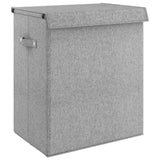 Foldable Laundry Basket Grey 51x34.5x59 cm Faux Linen Fabric