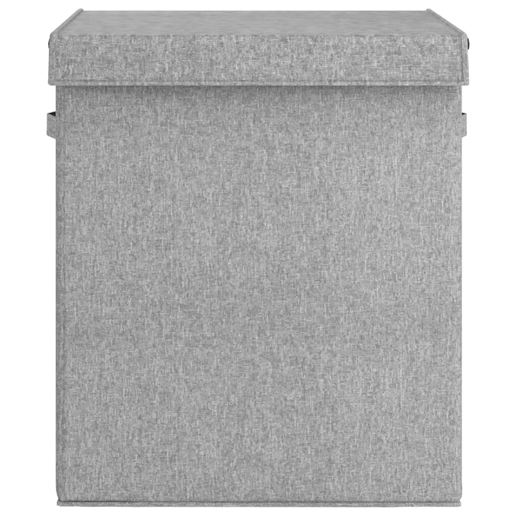 Foldable Laundry Basket Grey 51x34.5x59 cm Faux Linen Fabric