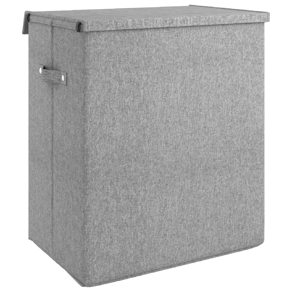 Foldable Laundry Basket Grey 51x34.5x59 cm Faux Linen Fabric