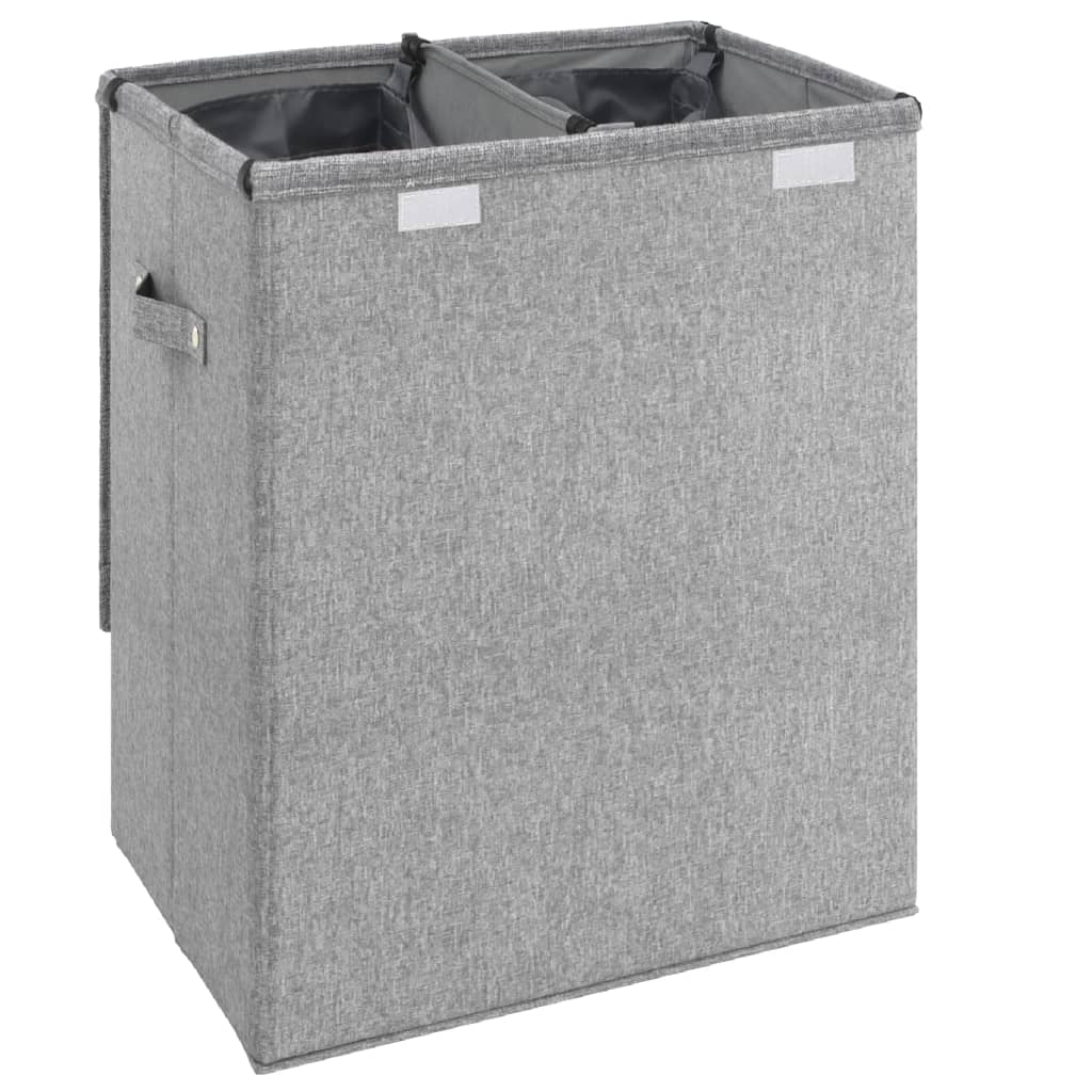 Foldable Laundry Basket Grey 51x34.5x59 cm Faux Linen Fabric