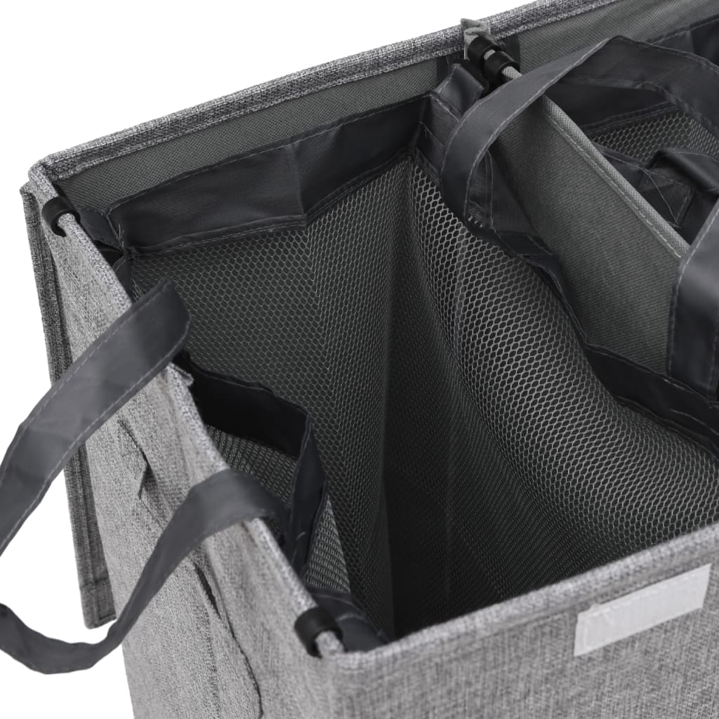 Foldable Laundry Basket Grey 51x34.5x59 cm Faux Linen Fabric