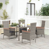 Chaises de jardin avec coussins lot de 4 Résine tressée Gris