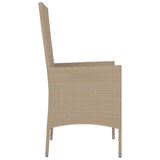 Chaises de jardin avec coussins lot de 2 Résine tressée Beige