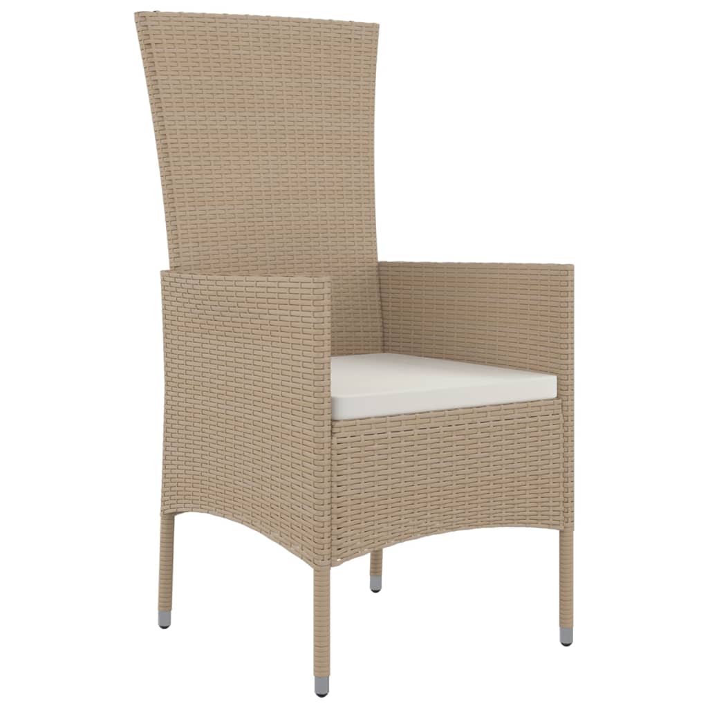 Chaises de jardin avec coussins lot de 4 Résine tressée Beige