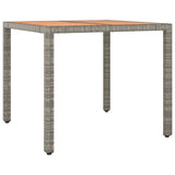 Garden table and wooden top Grey Resin wicker and acacia