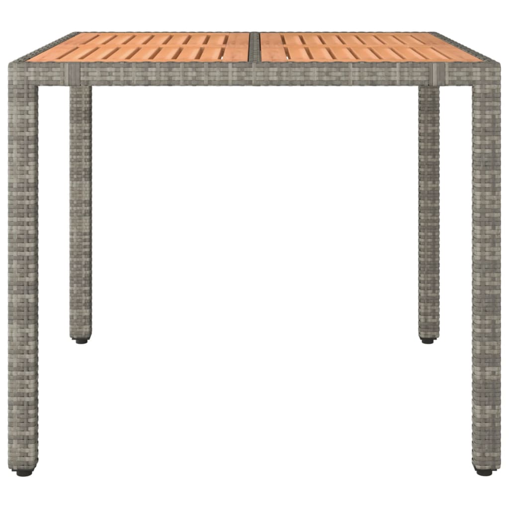 Garden table and wooden top Grey Resin wicker and acacia