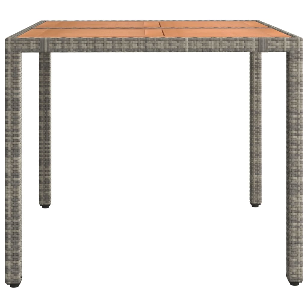 Garden table and wooden top Grey Resin wicker and acacia