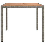 Garden table and wooden top Grey Resin wicker and acacia