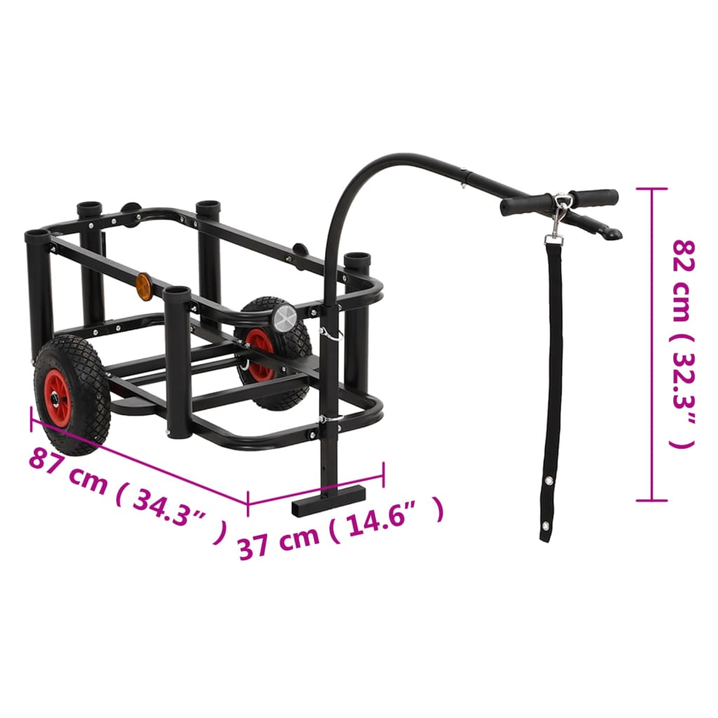 Black steel fishing trolley