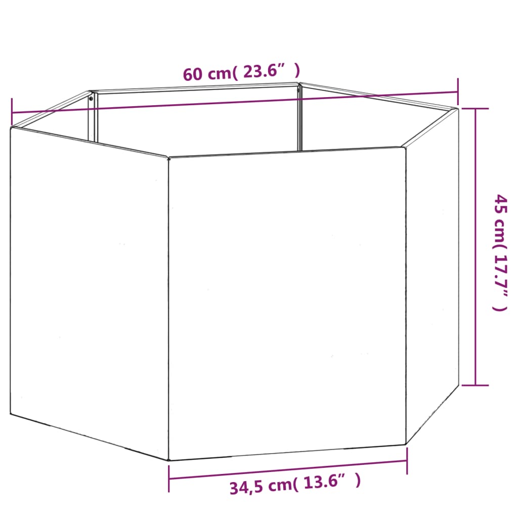 Jardinière Rouillé 60x60x45 cm Acier corten