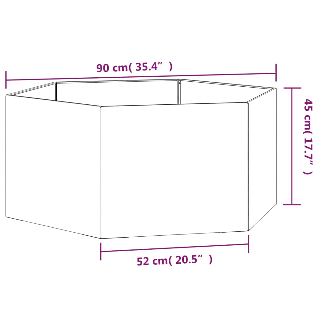 Jardinière Rouillé 90x90x45 cm Acier corten