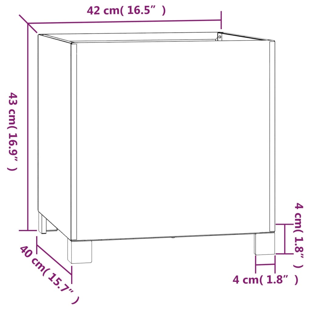 Jardinières avec pieds 2 pcs Rouillé 42x40x43 cm Acier corten