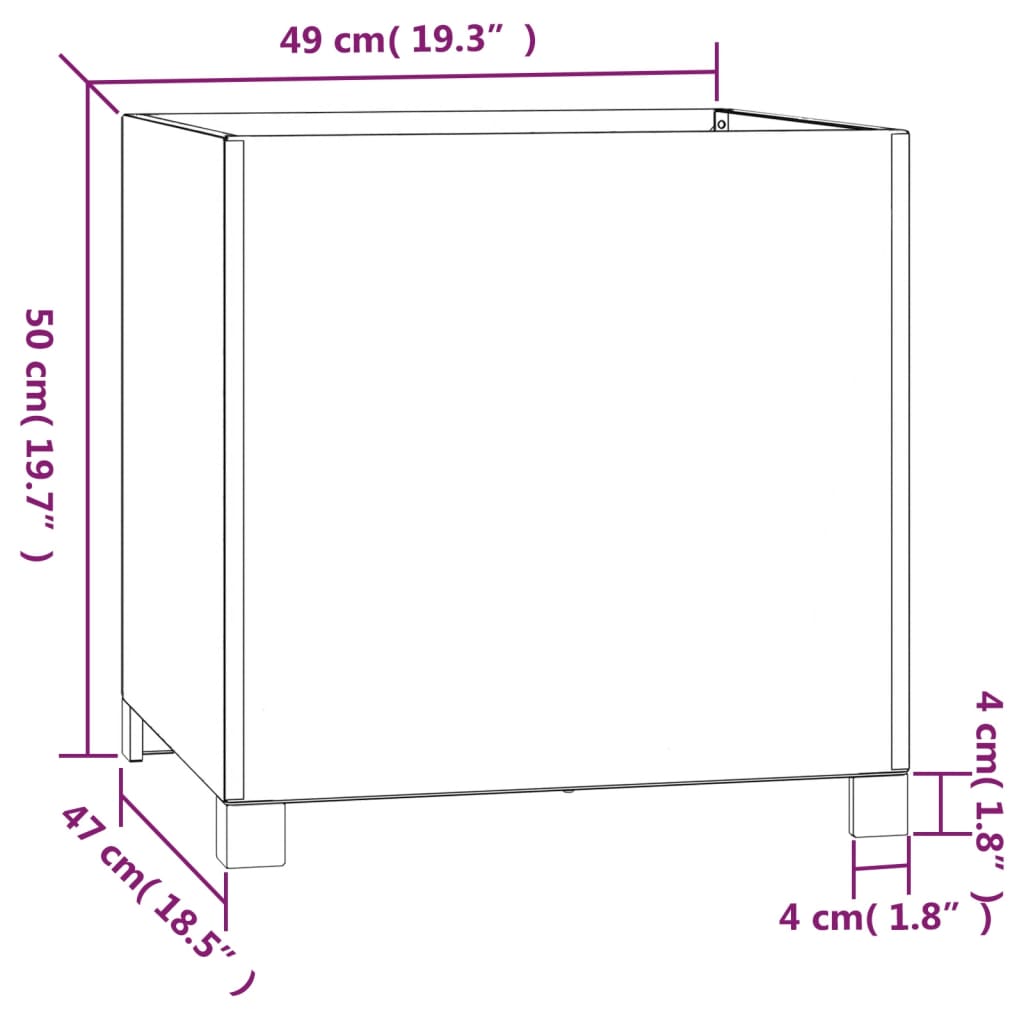 Jardinières avec pieds 2 pcs Rouillé 49x47x50 cm Acier corten