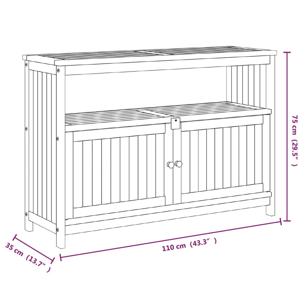 Table console de jardin 110x35x75 cm bois massif d'acacia