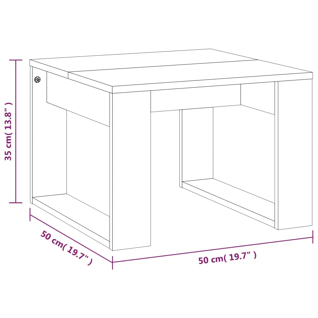 Table d'appoint Chêne fumé 50x50x35 cm Bois d'ingénierie