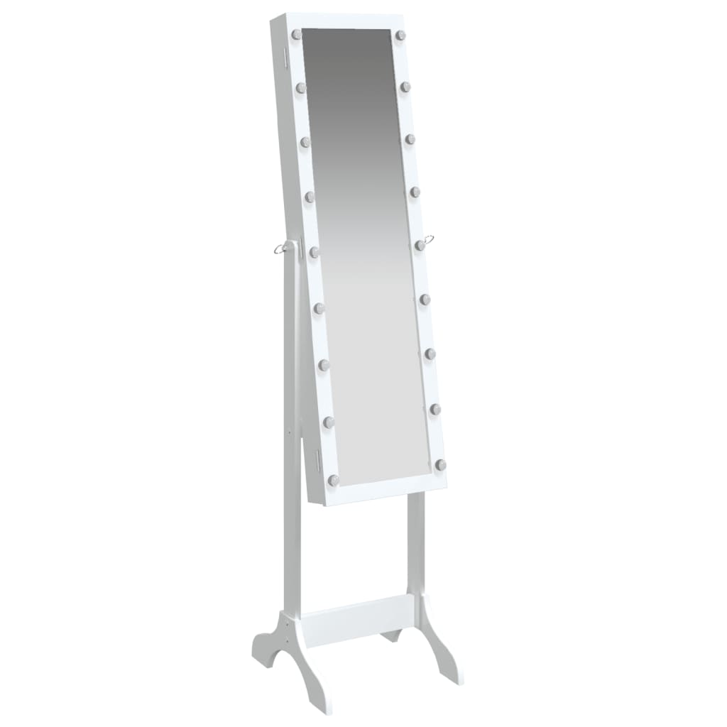 Miroir sur pied blanc avec LED blanc 34x37x146 cm