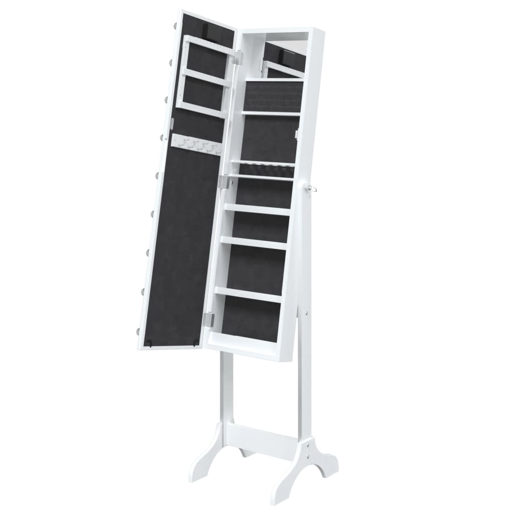 Miroir sur pied blanc avec LED blanc 34x37x146 cm