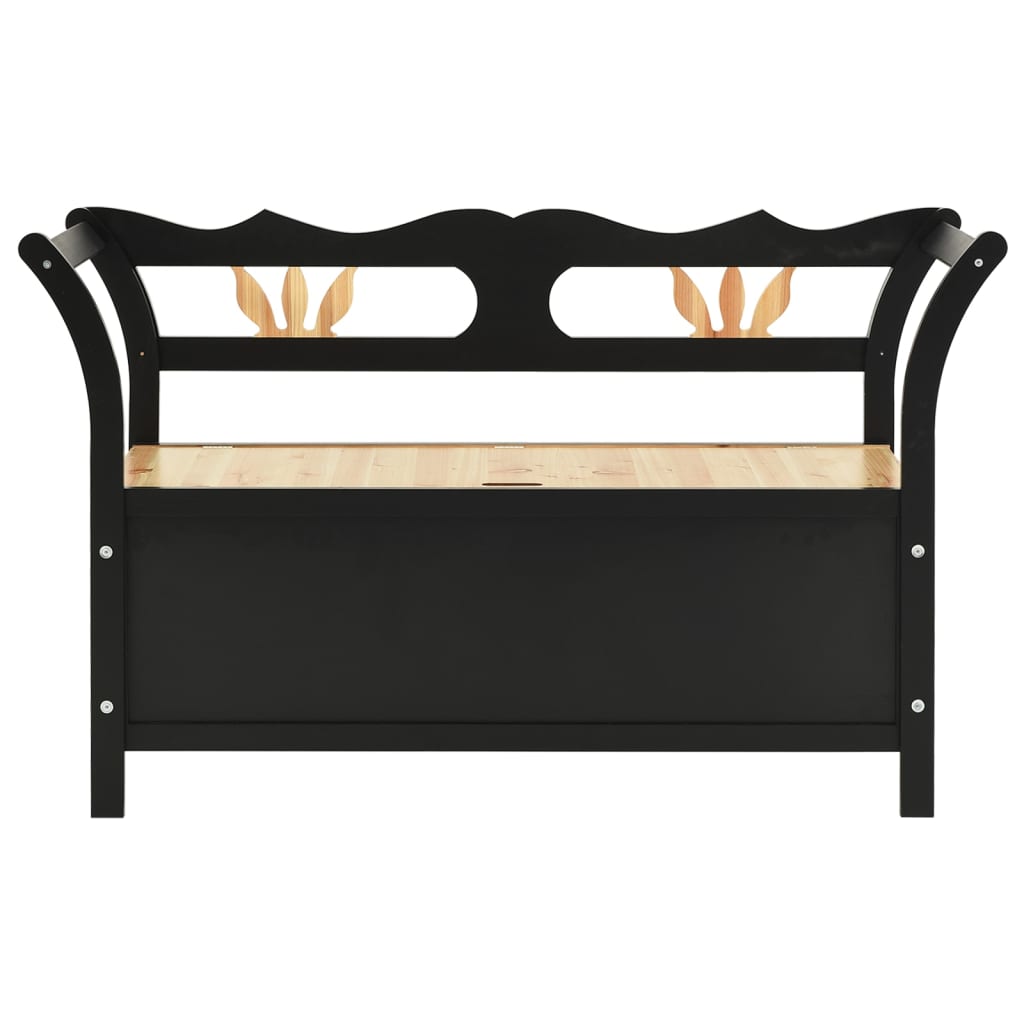 Banc Noir 107x45x75,5 cm Bois de sapin solide