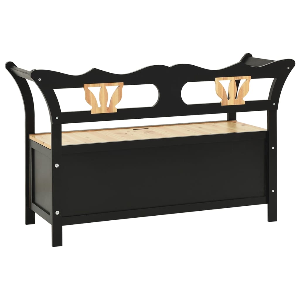 Banc Noir 107x45x75,5 cm Bois de sapin solide