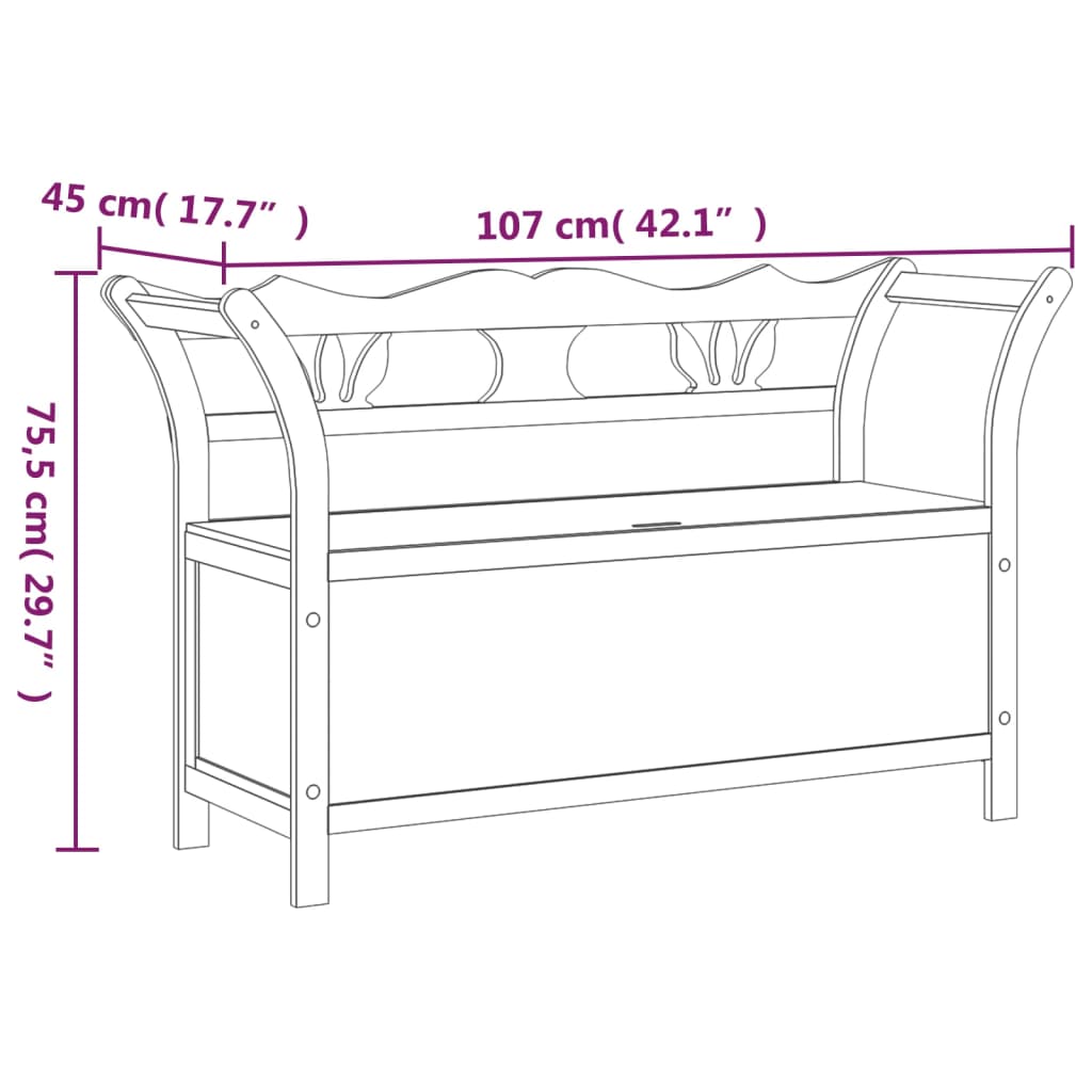 Banc Noir 107x45x75,5 cm Bois de sapin solide