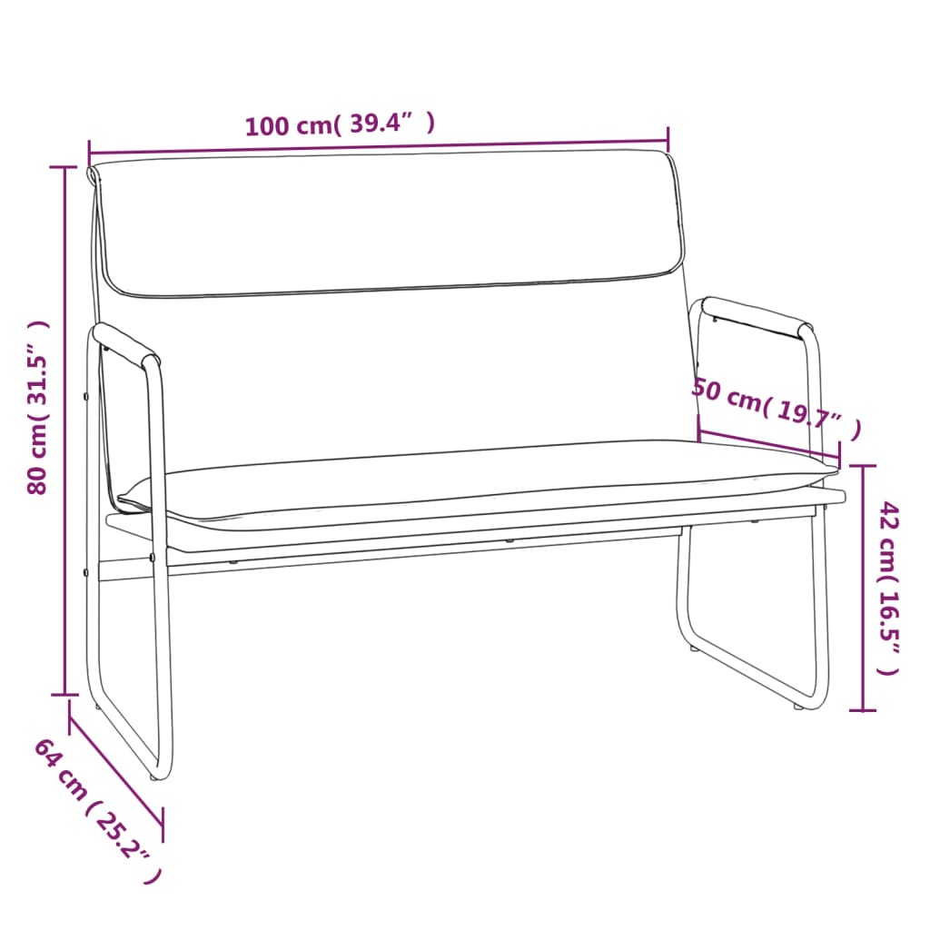 Banc Gris foncé 100x64x80 cm Tissu