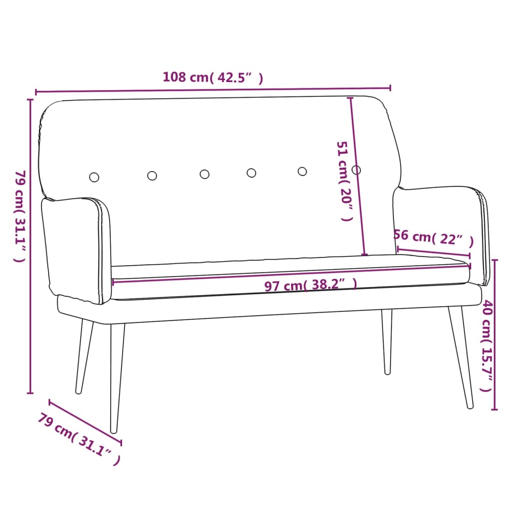 Banc Gris foncé 108x79x79 cm Velours