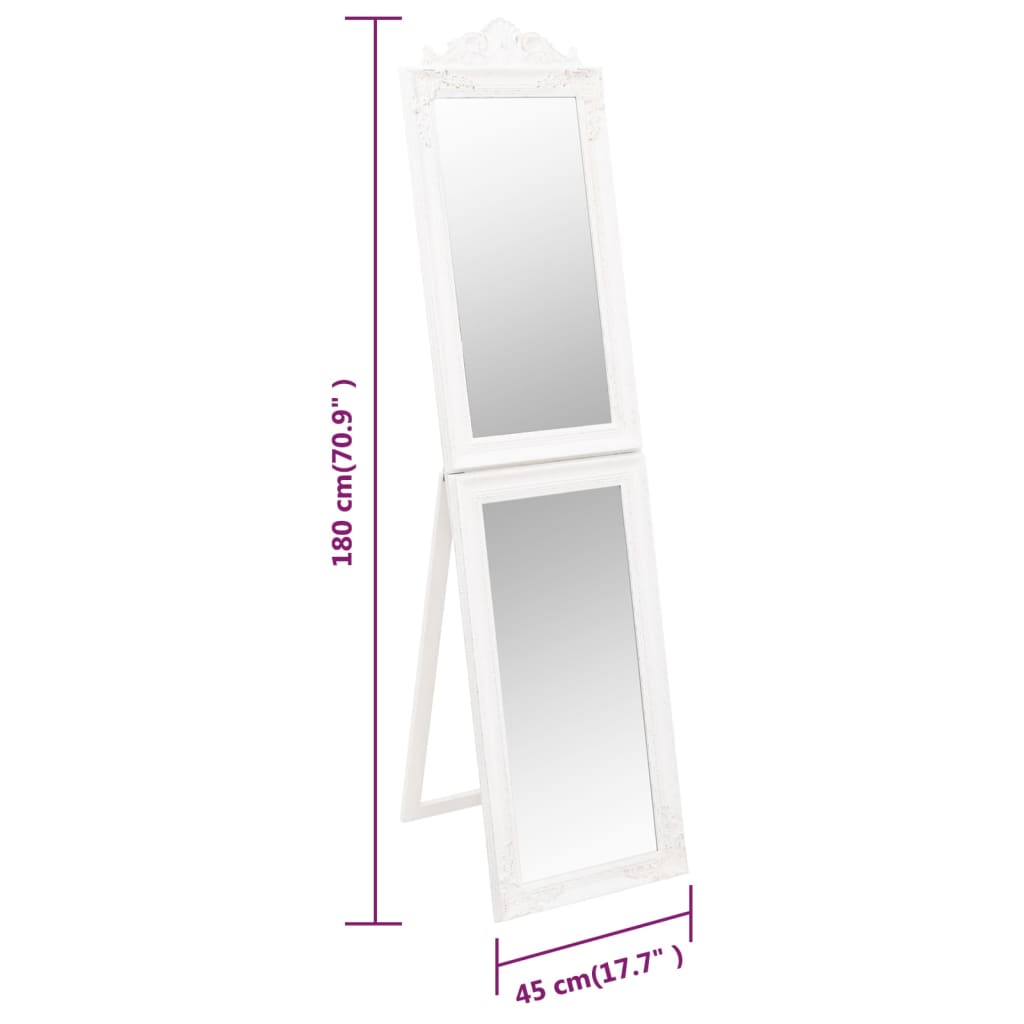 Miroir sur pied Blanc 45x180 cm