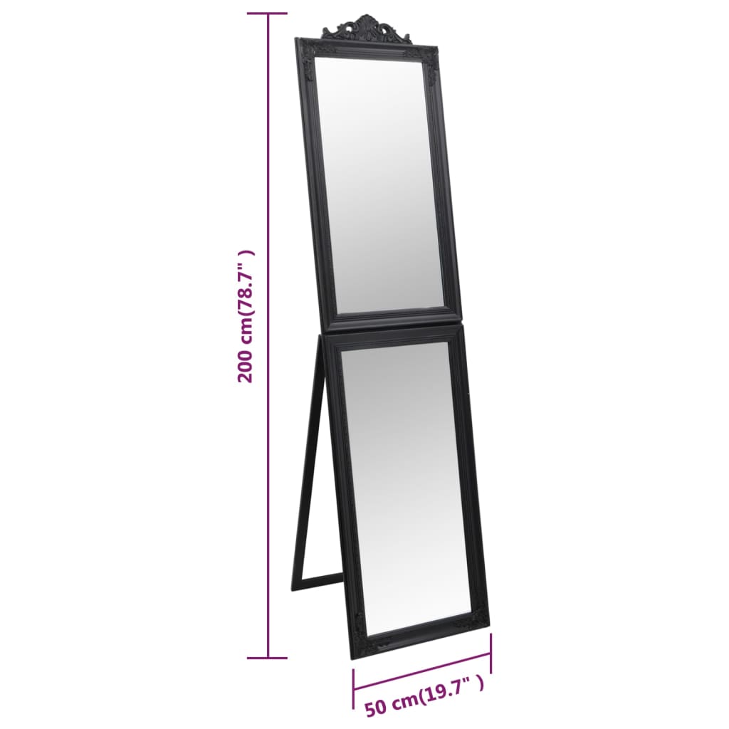 Schwarzer Standspiegel 50x200 cm