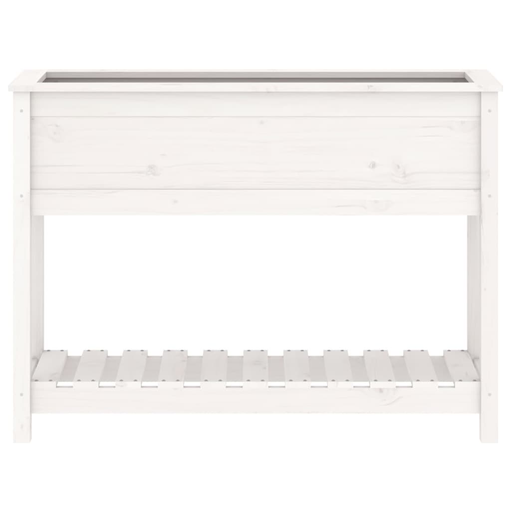 Jardinière et étagère Blanc 111,5x34,5x81 cm Bois massif de pin