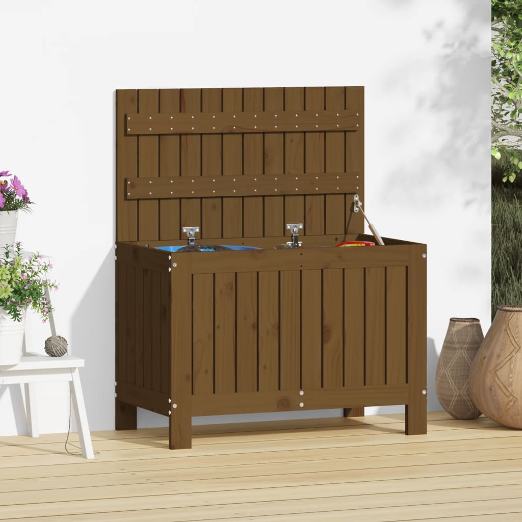 Boîte de rangement de jardin Marron miel 76x42,5x54 cm Bois pin