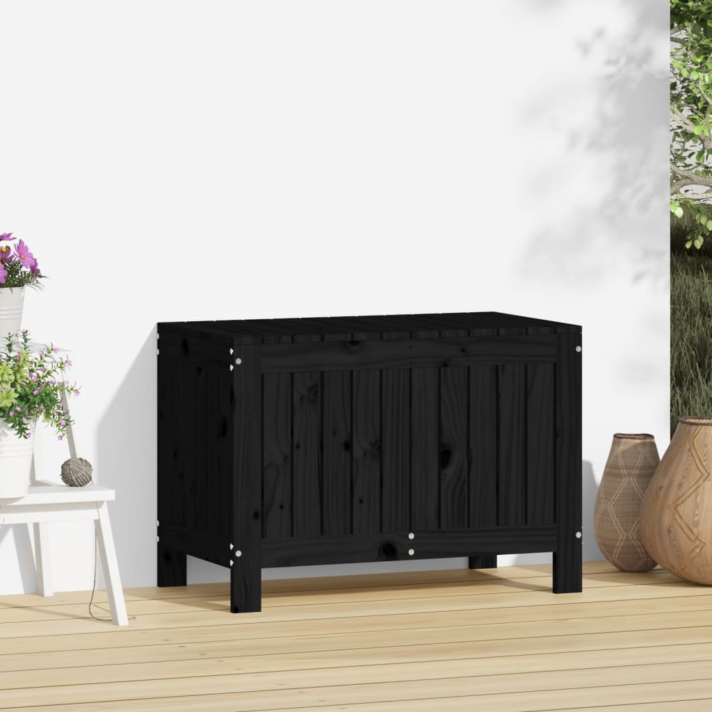 Boîte de rangement de jardin Noir 76x42,5x54 cm Bois massif pin