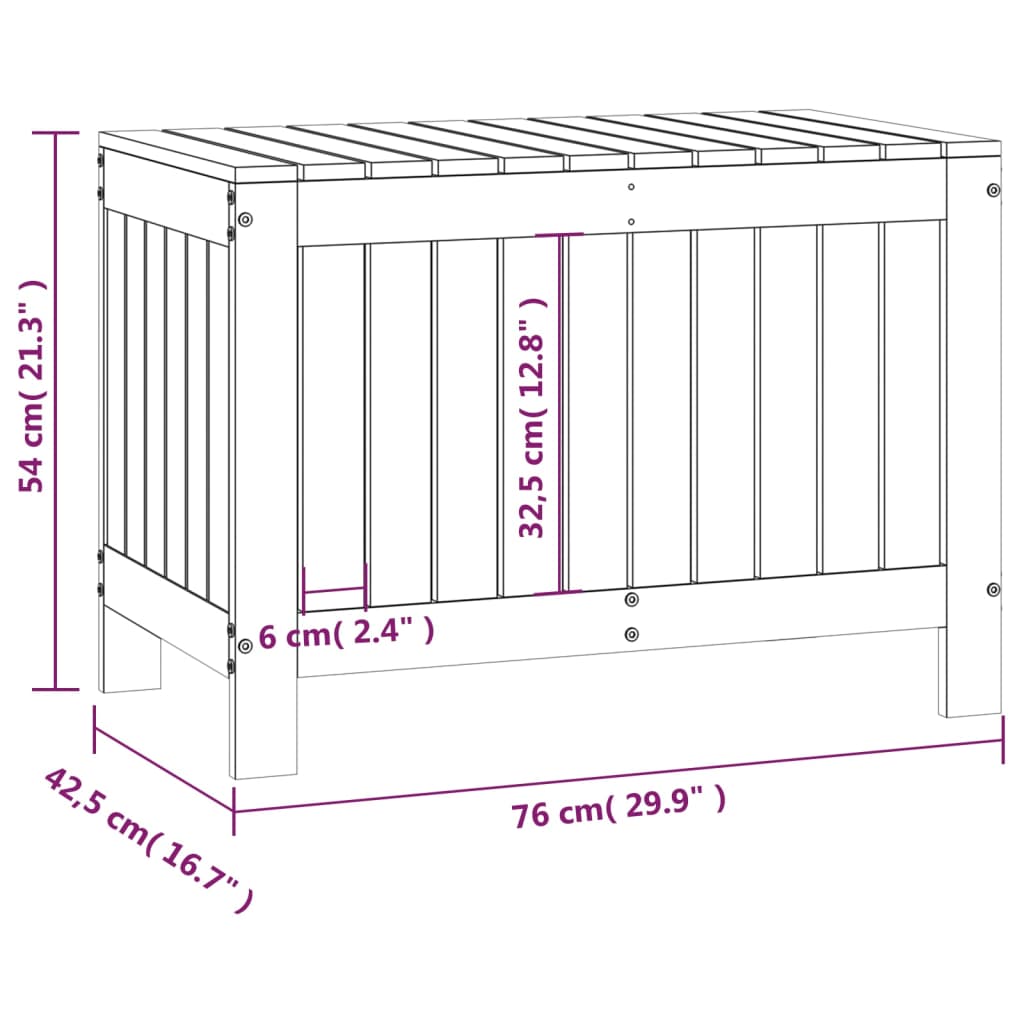 Boîte de rangement de jardin Noir 76x42,5x54 cm Bois massif pin