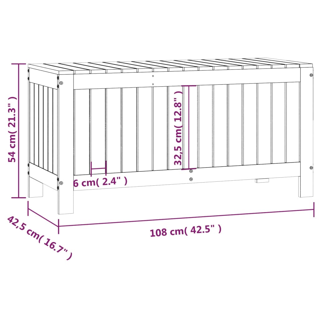 Boîte de rangement de jardin Gris 108x42,5x54 cm Bois de pin