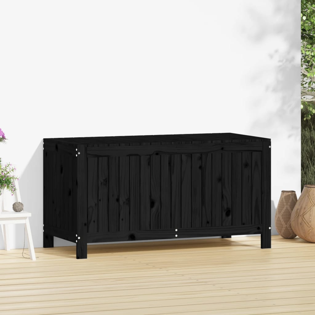 Boîte de rangement de jardin Noir 121x55x64 cm Bois massif pin