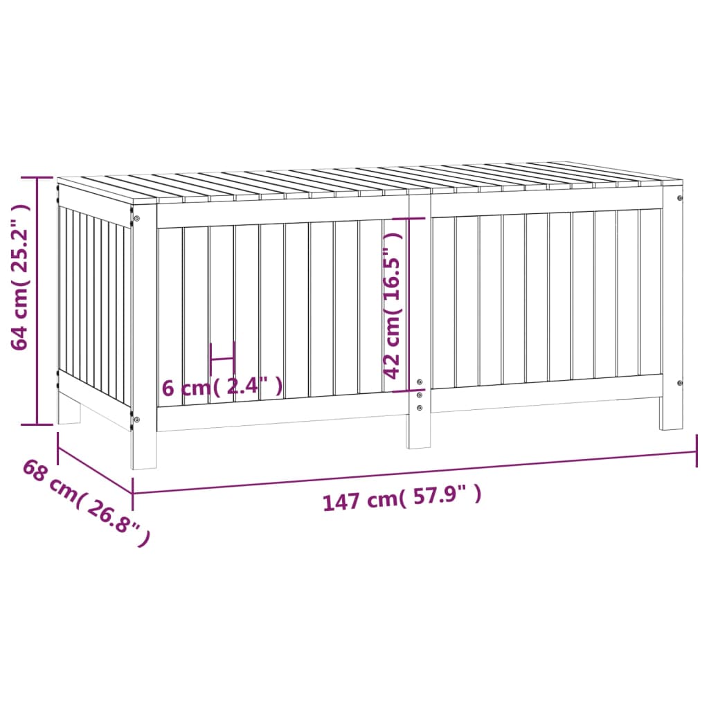 Garden storage box White 147x68x64 cm Pine wood