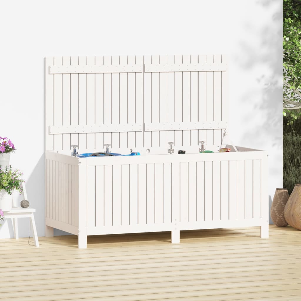 Garden storage box White 147x68x64 cm Pine wood