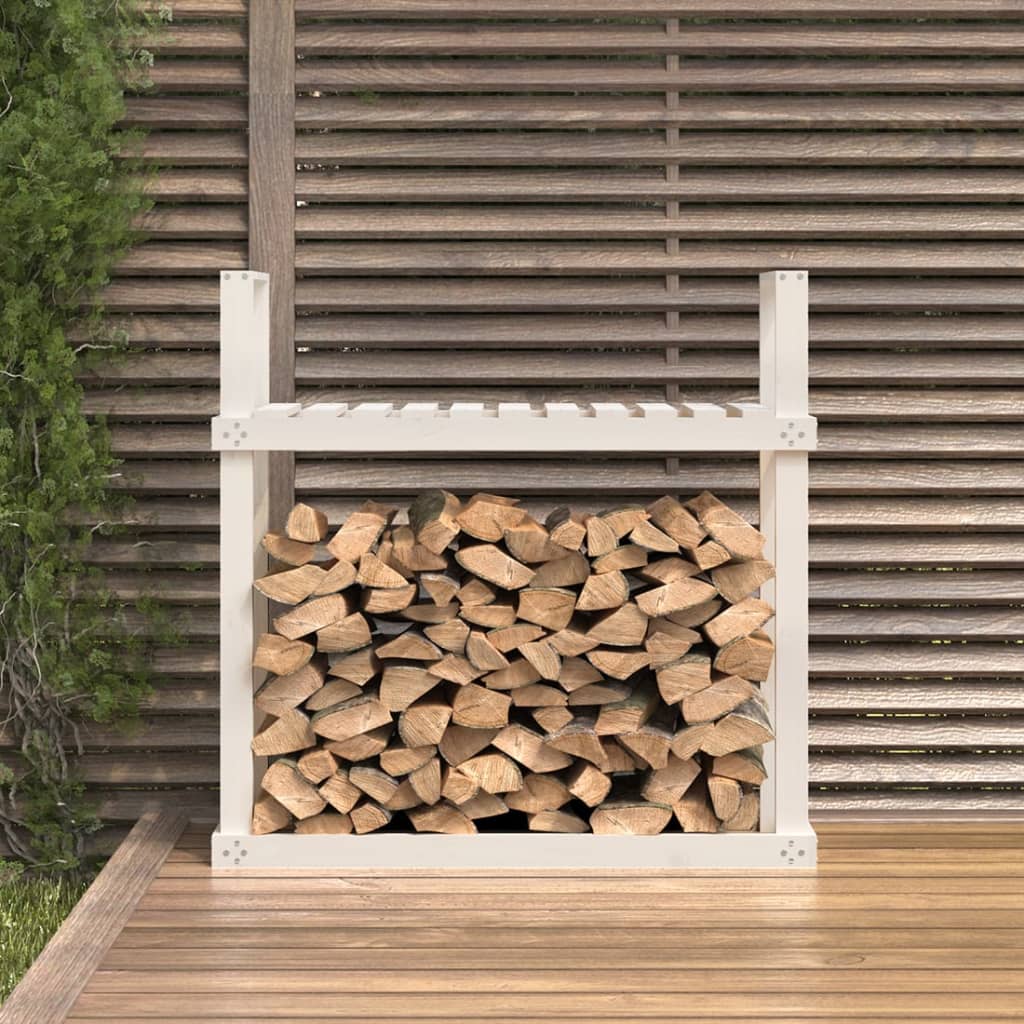 Support pour bois de chauffage Blanc 110x35x108,5cm Bois de pin