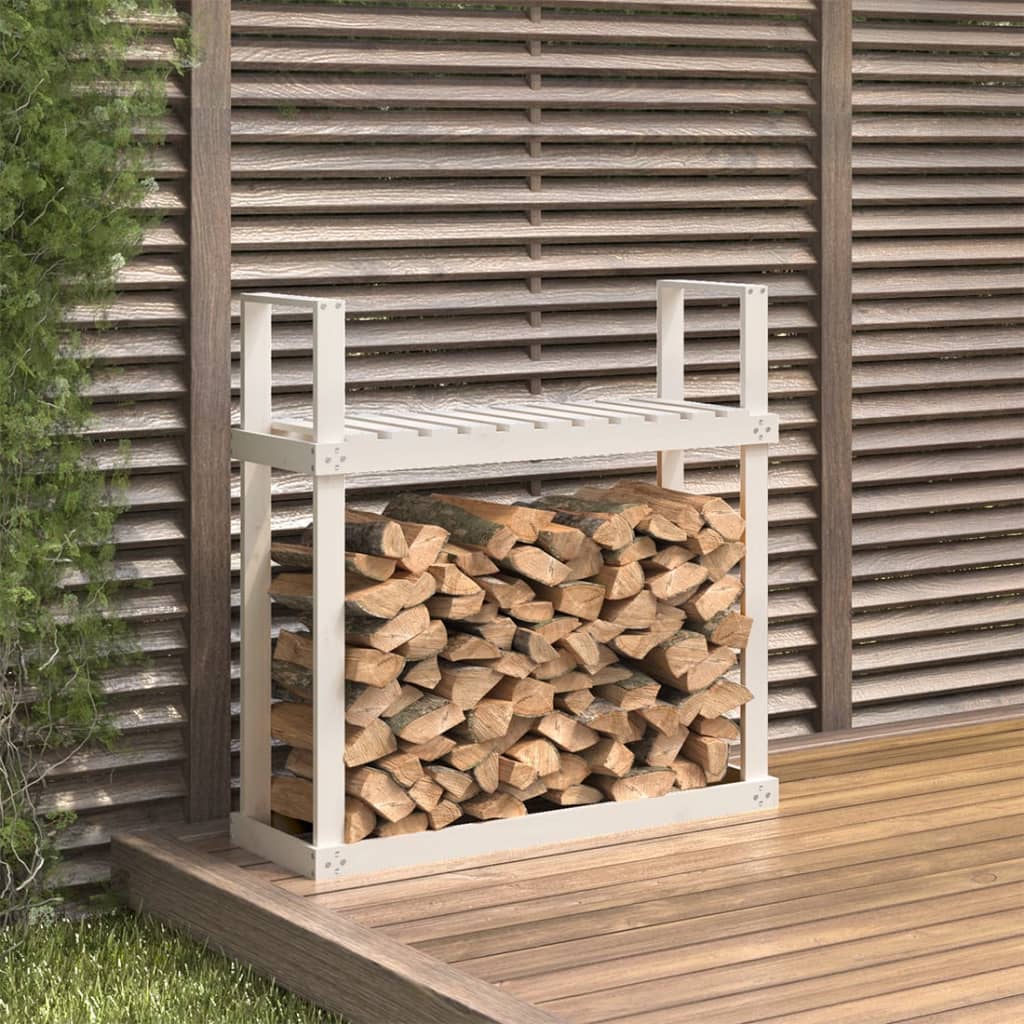 Support pour bois de chauffage Blanc 110x35x108,5cm Bois de pin